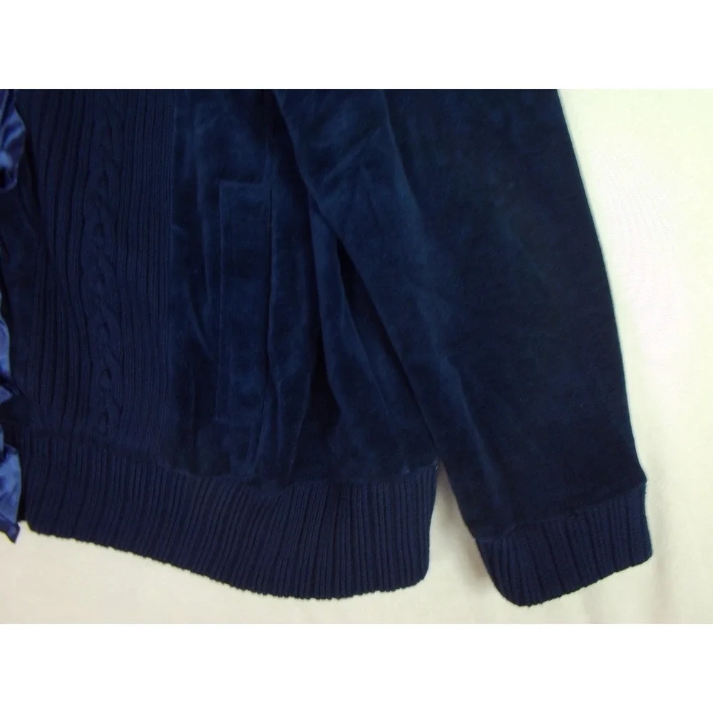Drapers And Damons Velvet Ruffle Front Jacket 1X Sapphire Blue Grandma Mature‎